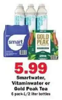 Schnucks Smartwater, Vitaminwater or Gold Peak Tea offer