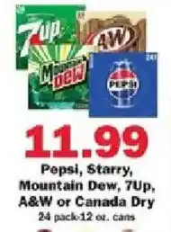 Schnucks Pepsi, Starry, Mountain Dew, 7Up, A&W or Canada Dry offer