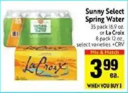 Save Mart Sunny Select Spring Water or LaCroix offer