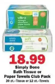 Schnucks Simply Done Bath Tissue or Paper Towels Club Pack offer