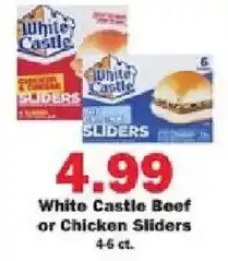 Schnucks White Castle Beef or Chicken Sliders offer