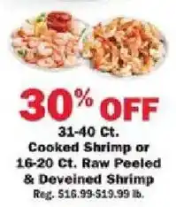 Schnucks Cooked Shrimp or Raw Peeled & Deveined Shrimp offer