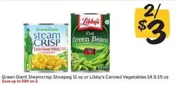 Winn Dixie Green Giant Steamcrisp Shoepag or Libby's Canned Vegetables offer