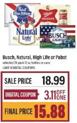 Lowes Foods Busch, Natural, High Life or Pabst offer