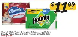 Winn Dixie Charmin Bath Tissue or Bounty Paper Towels offer