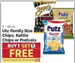 Harris Teeter Utz Family Size Chips, Kettle Chips or Pretzels offer