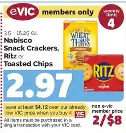 Harris Teeter Nabisco Snack Crackers, Ritz or Toasted Chips offer