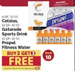 Harris Teeter Celsius, Gatorade Sports Drink, Propel Fitness Water offer
