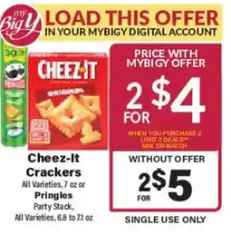 Big Y Cheez-It Crackers offer