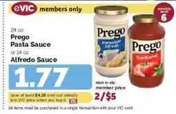 Harris Teeter Prego pasta sauce or alfredo sauce offer
