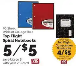 Harris Teeter Top Flight Spiral Notebooks offer