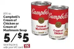 Harris Teeter Campbell's Cream of Chicken or Cream of Mushroom Soup offer