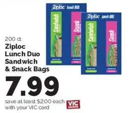 Harris Teeter Ziploc lunch duo sandwich & snack bags offer