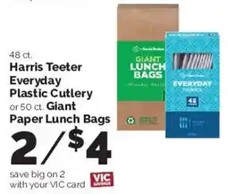 Harris Teeter Harris Teeter Everyday Plastic Cutlery or Giant Paper Lunch Bags offer