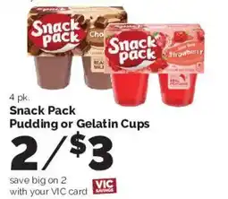 Harris Teeter Snack Pack Pudding or Gelatin Cups offer