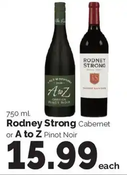 Harris Teeter Rodney Strong Cabernet or A to Z Pinot Noir offer