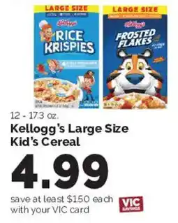 Harris Teeter Kellogg's Large Size Kid's Cereal offer