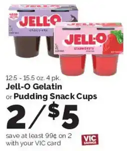 Harris Teeter Jell-O Gelatin or Pudding Snack Cups offer