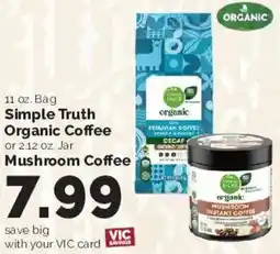 Harris Teeter Simple Truth Organic Coffee or Mushroom Coffee offer