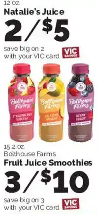Harris Teeter Bolthouse Farms Fruit Juice Smoothies offer