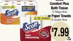 Big Saver Foods Scott Comfort Plus Bath Tissue 12 Mega Rolls or Paper Towels 6 Double Rolls offer