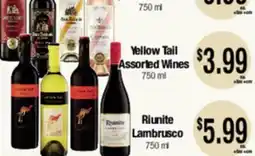 Big Saver Foods Yellow Tail Assorted Wines, Riunite Lambrusco offer