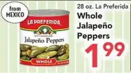 Eurofresh Market 28 oz. La Preferida Whole Jalapeño Peppers offer