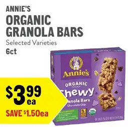 New Seasons Market Annie's organic granola bars offer