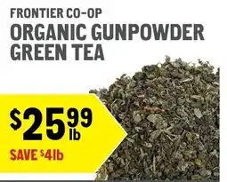 New Seasons Market Frontier Co-op organic gunpowder green tea offer