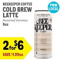 New Seasons Market Beekeeper coffee cold brew latte offer