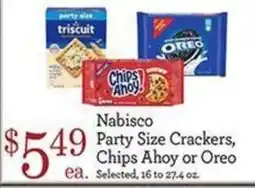 Yoke's Fresh Market Nabisco Party Size Crackers, Chips Ahoy or Oreo offer