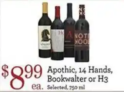 Yoke's Fresh Market Apothic, 14 Hands, Bookwalter or H3 offer