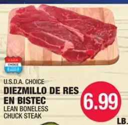 Carnicerias Jimenez U.S.D.A CHOICE LEAN BONELESS CHUCK STEAK offer