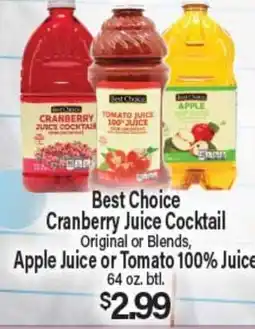 Angelo Caputo's Fresh Market Best Choice Cranberry Juice Cocktail, Original or Blends, Apple Juice or Tomato 100% Juice offer