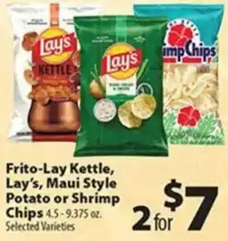 Times Supermarkets Frito-Lay Kettle, Lay's, Maui Style Potato or Shrimp Chips offer
