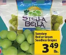 Times Supermarkets Stella Bella Sunview Red or Green Seedless Grapes offer