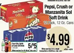 Big Saver Foods Pepsi, Crush or Manzanita Sol Soft Drink offer