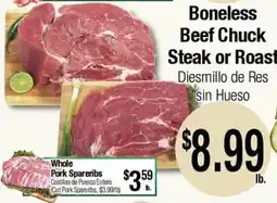 Big Saver Foods Boneless Beef Chuck Steak or Roast offer