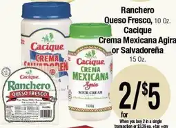 Big Saver Foods Cacique Ranchero Queso Fresco or Cacique Crema Mexicana Agria offer