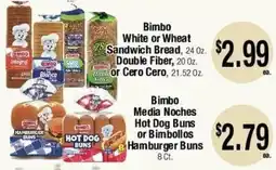 Big Saver Foods Bimbo White or Wheat Sandwich Bread or Cero Cero offer