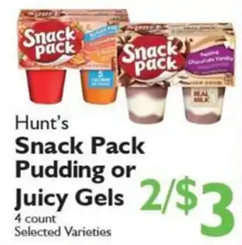 Festival Foods Hunt's Snack Pack Pudding or Juicy Gels offer