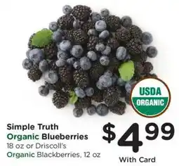 King Soopers Simple Truth Organic Blueberries or Driscoll's Organic Blackberries offer