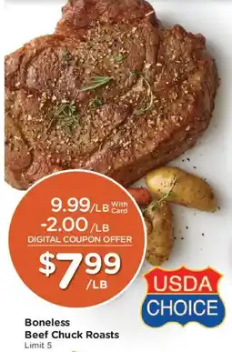 King Soopers Boneless Beef Chuck Roasts offer