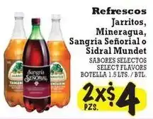 La Michoacana Refrescos Jarritos, Mineraugua, Sangria Señorial o Sidral Mundet offer