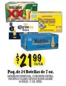 La Michoacana Modelito Especial, Coronita Extra, Pacifico Clara or Dos Equis Lager offer