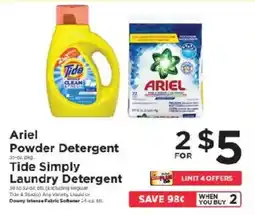 ShopRite Ariel Powder Detergent, Tide Simply Laundry Detergent offer
