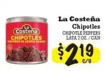 La Michoacana La Costeña chipotles offer