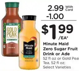 King Soopers Minute Maid Zero Sugar Fruit Drink or Ade offer