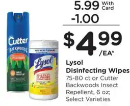 King Soopers Lysol Disinfecting Wipes or Cutter Backwoods Insect Repellent offer