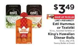 ShopRite Esti Hummus or Tzatziki or King's Hawaiian Dinner Rolls offer